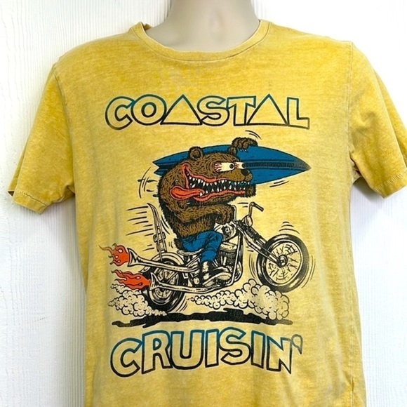 Lucky Brand - Coastal Cruisin Surfin Motorcycle Bear Short Sleeve T Shirt Small - Picture 3 of 11